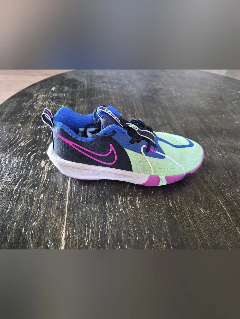 Nike Youth Obsidian Vapor Green/Hyper Royal/Hyper Violet Basketball Shoes